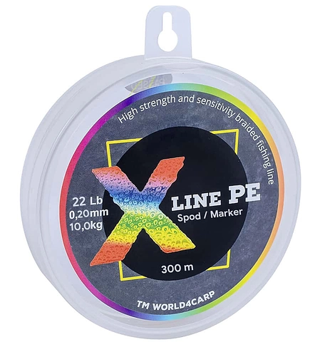 Плетёный шнур World4Carp X-Line PE Spod/Marker, 300 м, 0,20 мм, multicolor